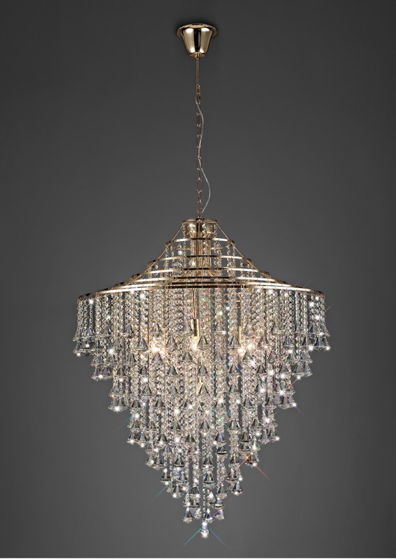 Pendant 9 Light French Gold/Crystal